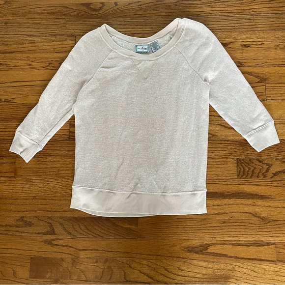 Miken Active Metallic Beige Taupe 3/4 Sleeve Sweatshirt Women’s Medium - Picture 1 of 6